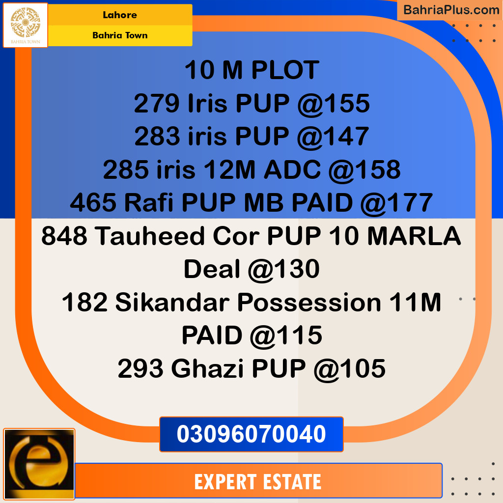 Residential Plot for Sale in Bahria Town, Lahore - (BP-186946)