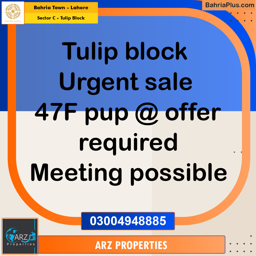 Residential Plot for Sale in Sector C - Tulip Block -  Bahria Town, Lahore - (BP-186954)