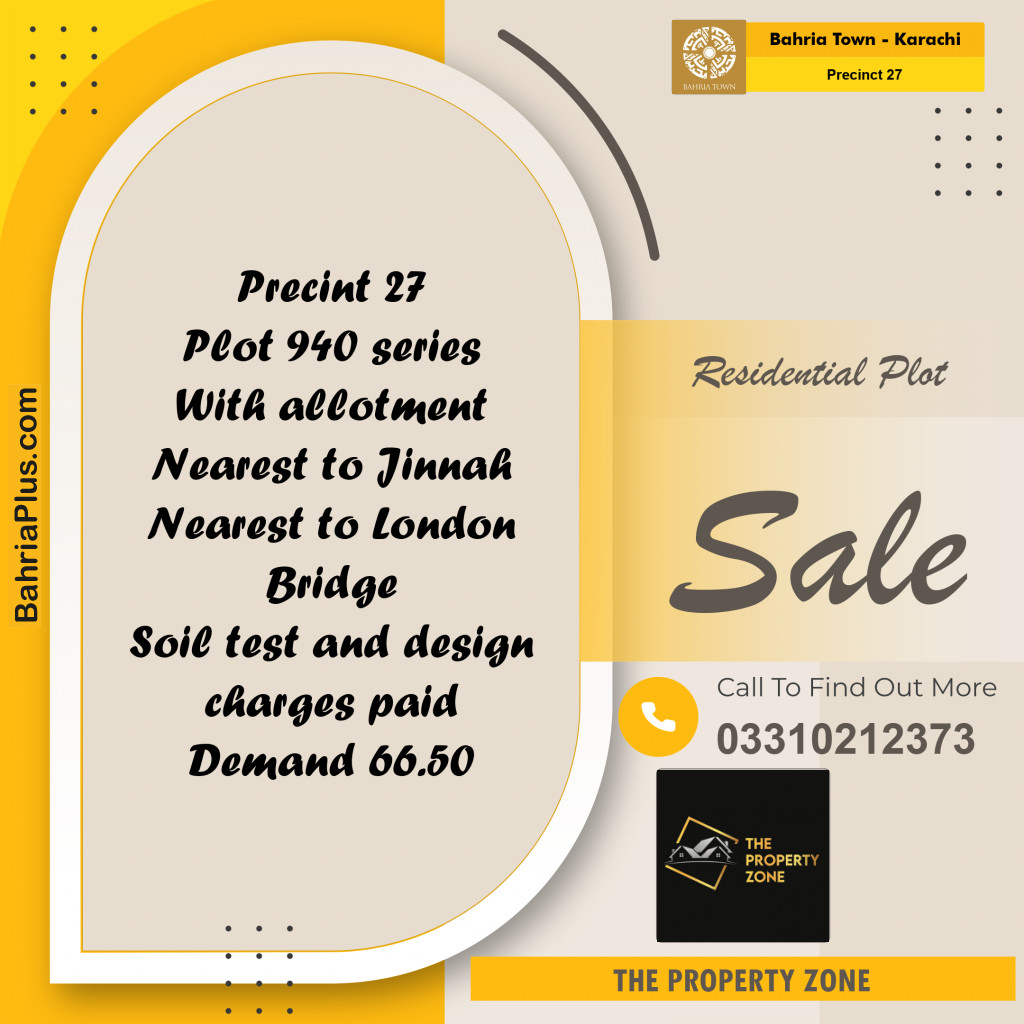 Residential Plot for Sale in Precinct 27 -  Bahria Town, Karachi - (BP-186960)