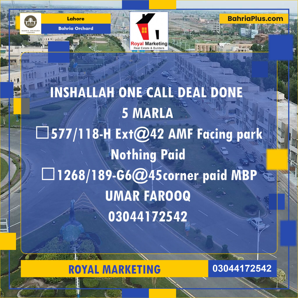 Residential Plot for Sale in Bahria Orchard, Lahore - (BP-186974)