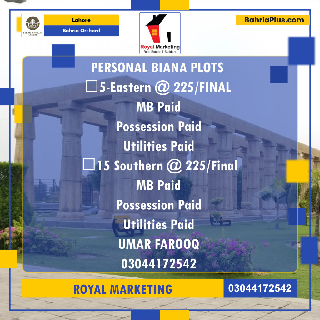 Residential Plot for Sale in Bahria Orchard, Lahore - (BP-186976)
