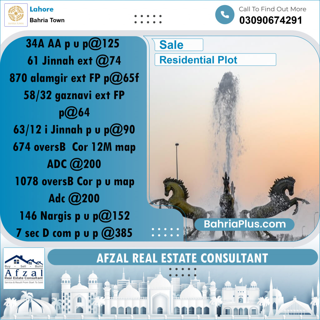 Residential Plot for Sale in Bahria Town, Lahore - (BP-187042)