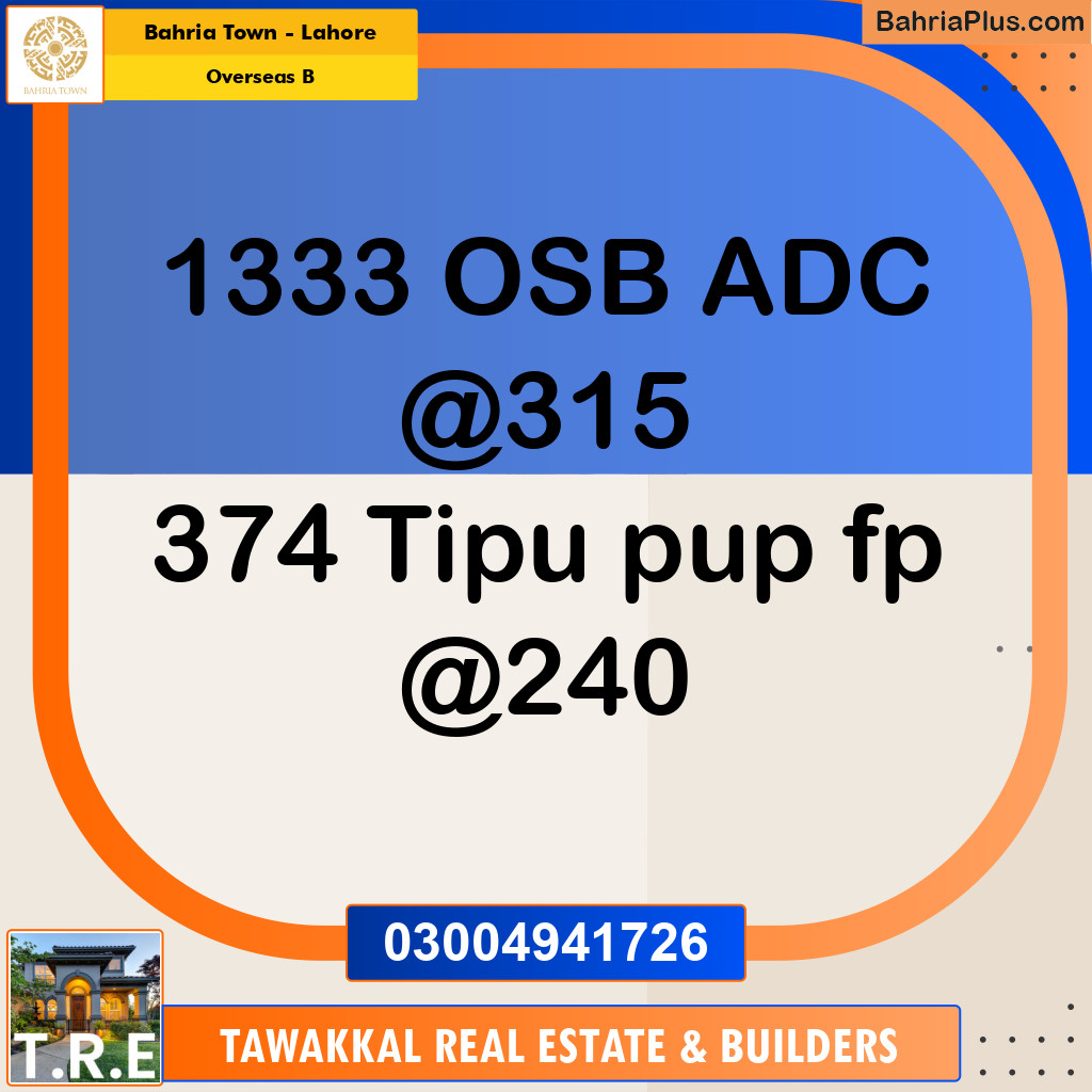 Residential Plot for Sale in Overseas B -  Bahria Town, Lahore - (BP-187060)