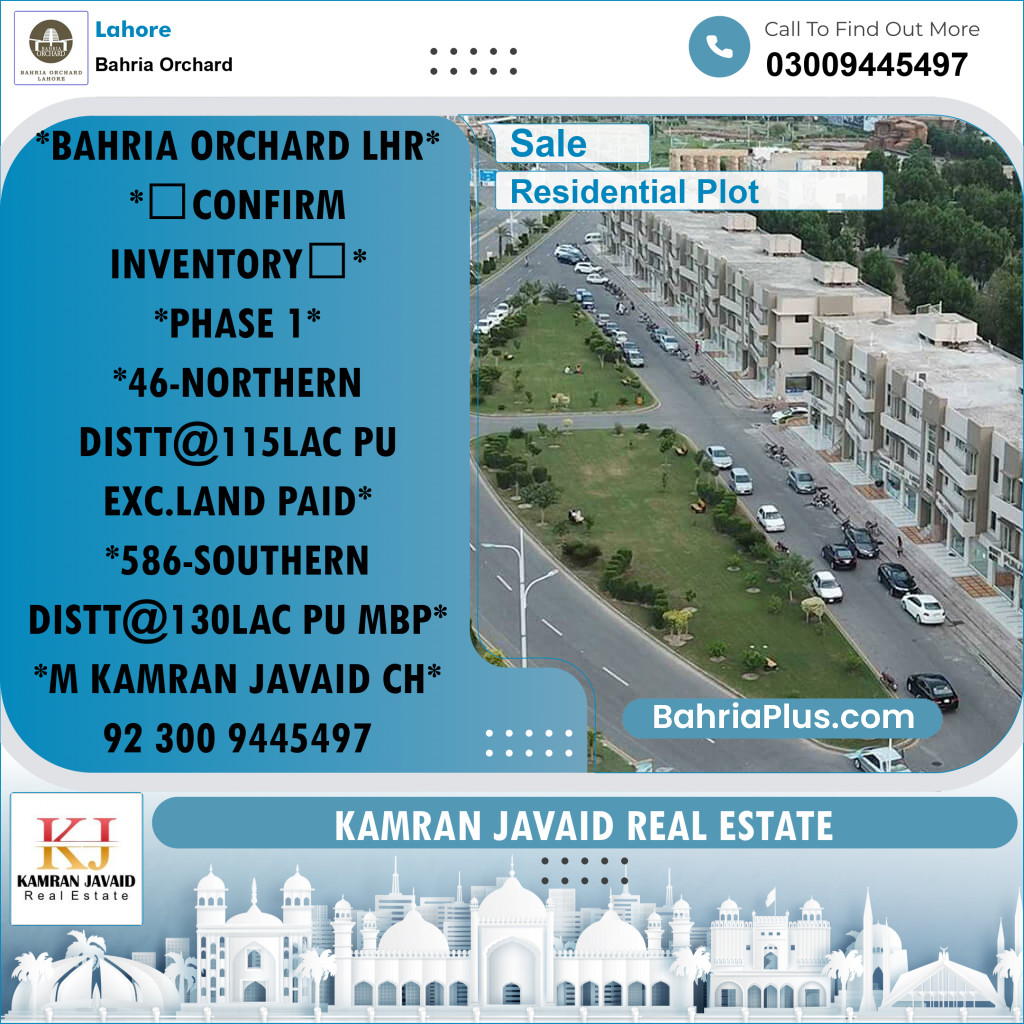 Residential Plot for Sale in Bahria Orchard, Lahore - (BP-187065)