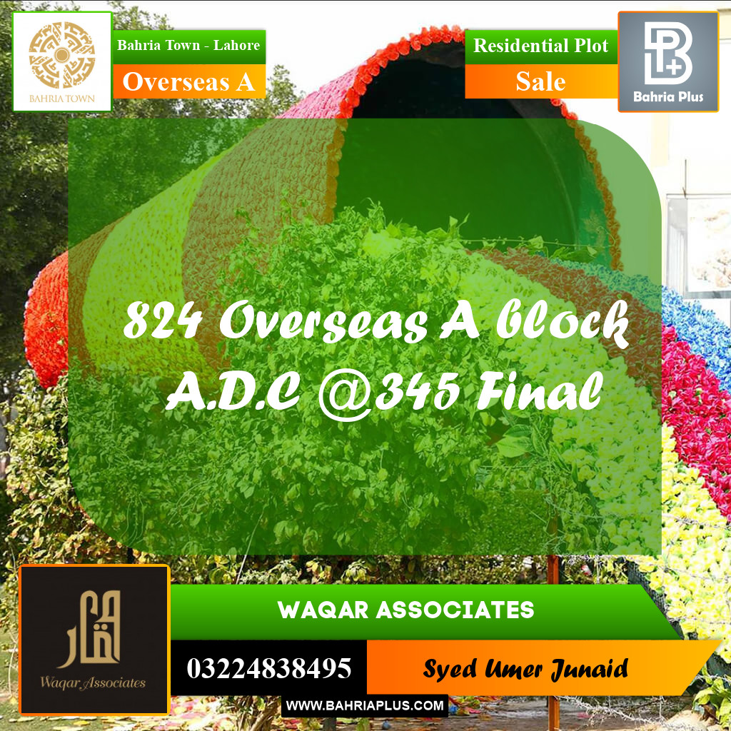 Residential Plot for Sale in Overseas A - Bahria Town, Lahore - (BP-187071)