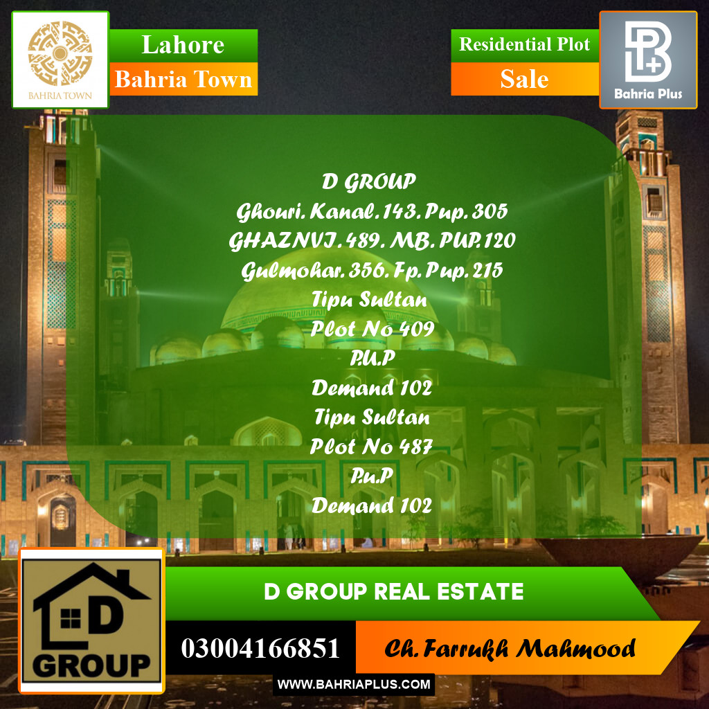 Residential Plot for Sale in Bahria Town, Lahore - (BP-187083)