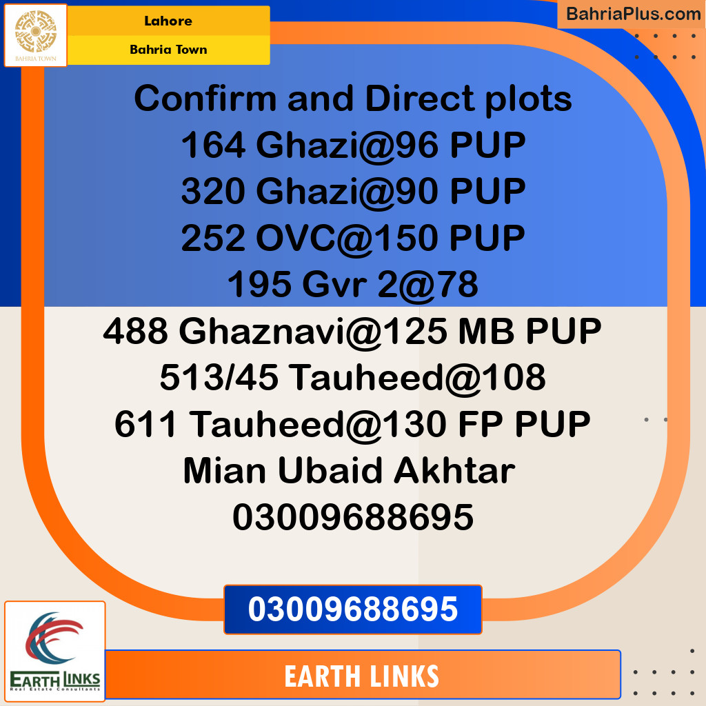 Residential Plot for Sale in Bahria Town, Lahore - (BP-187139)