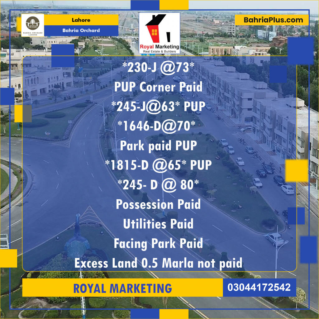Residential Plot for Sale in Bahria Orchard, Lahore - (BP-187167)