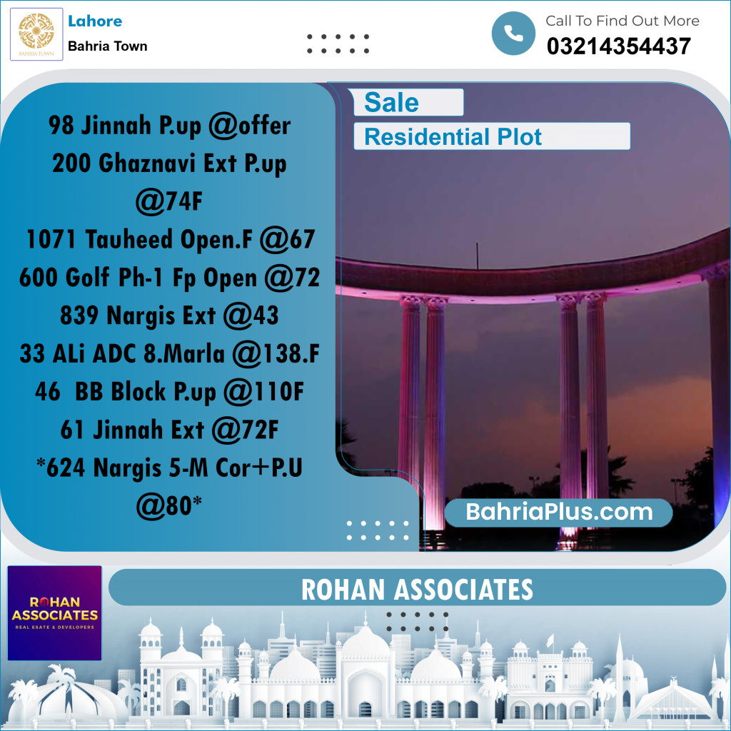 Residential Plot for Sale in Bahria Town, Lahore - (BP-187210)