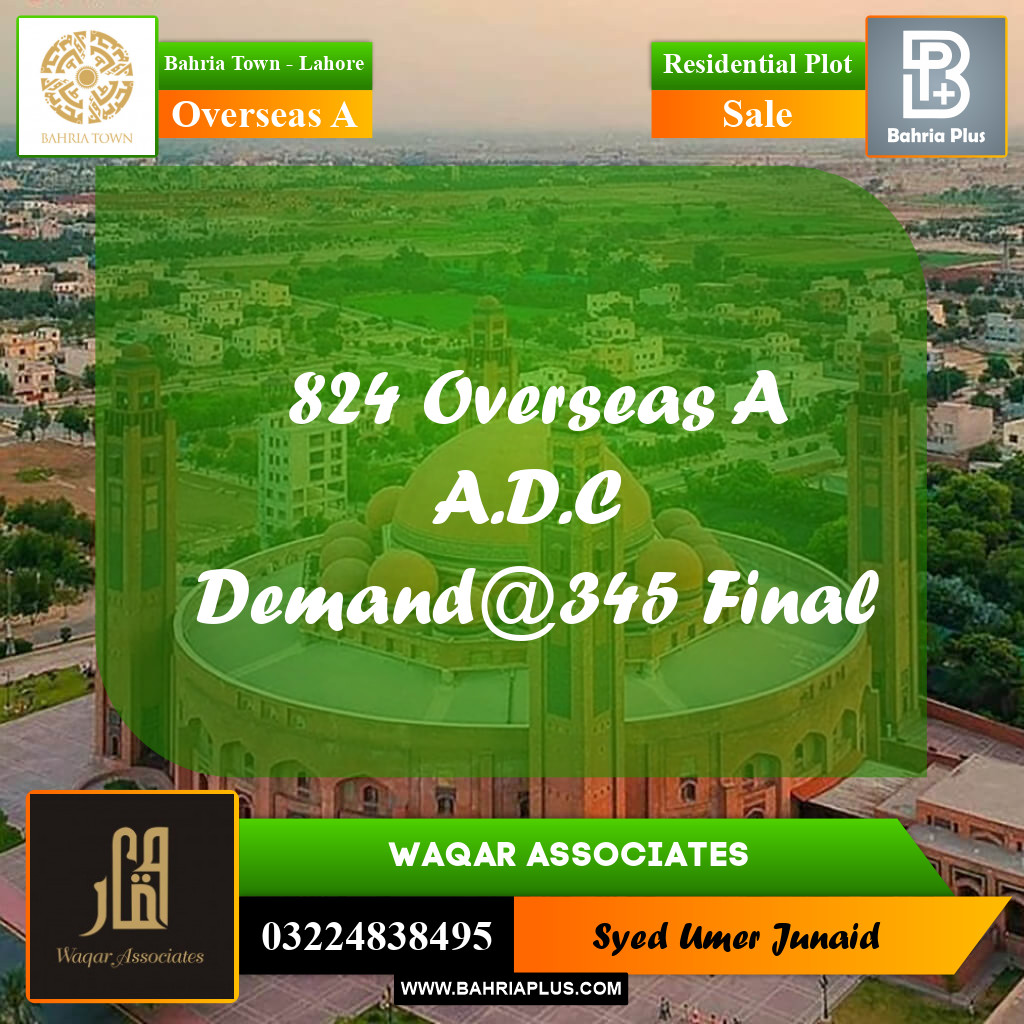 Residential Plot for Sale in Overseas A - Bahria Town, Lahore - (BP-187217)