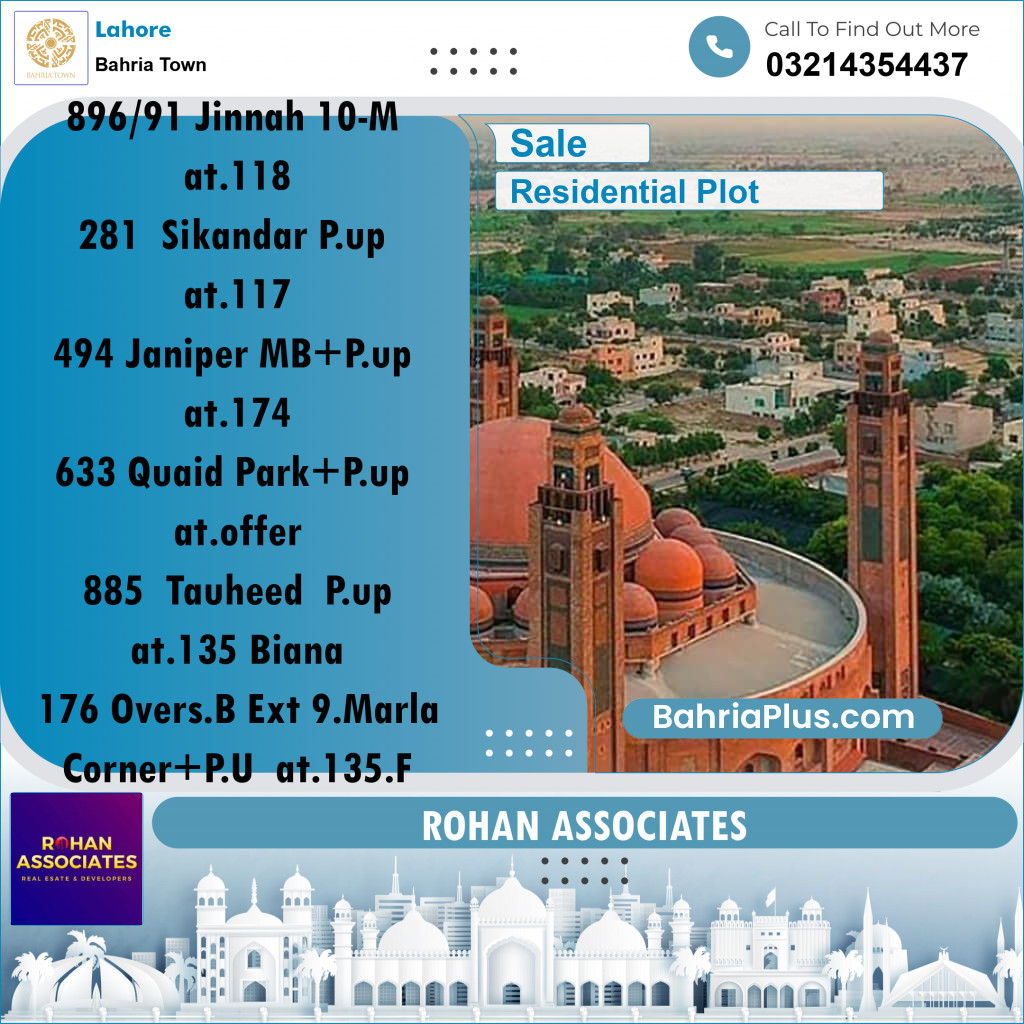 Residential Plot for Sale in Bahria Town, Lahore - (BP-187219)