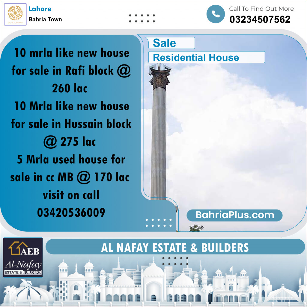 Residential House for Sale in Bahria Town, Lahore - (BP-187227)