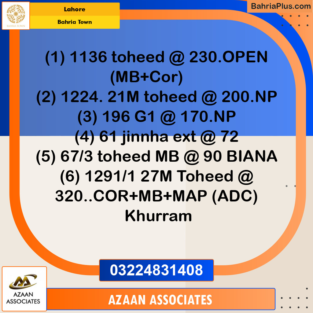 Residential Plot for Sale in Bahria Town, Lahore - (BP-187243)