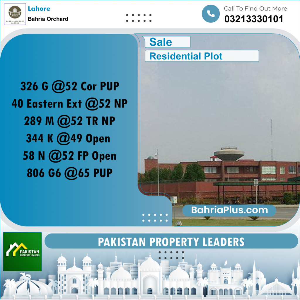 Residential Plot for Sale in Bahria Orchard, Lahore - (BP-187244)