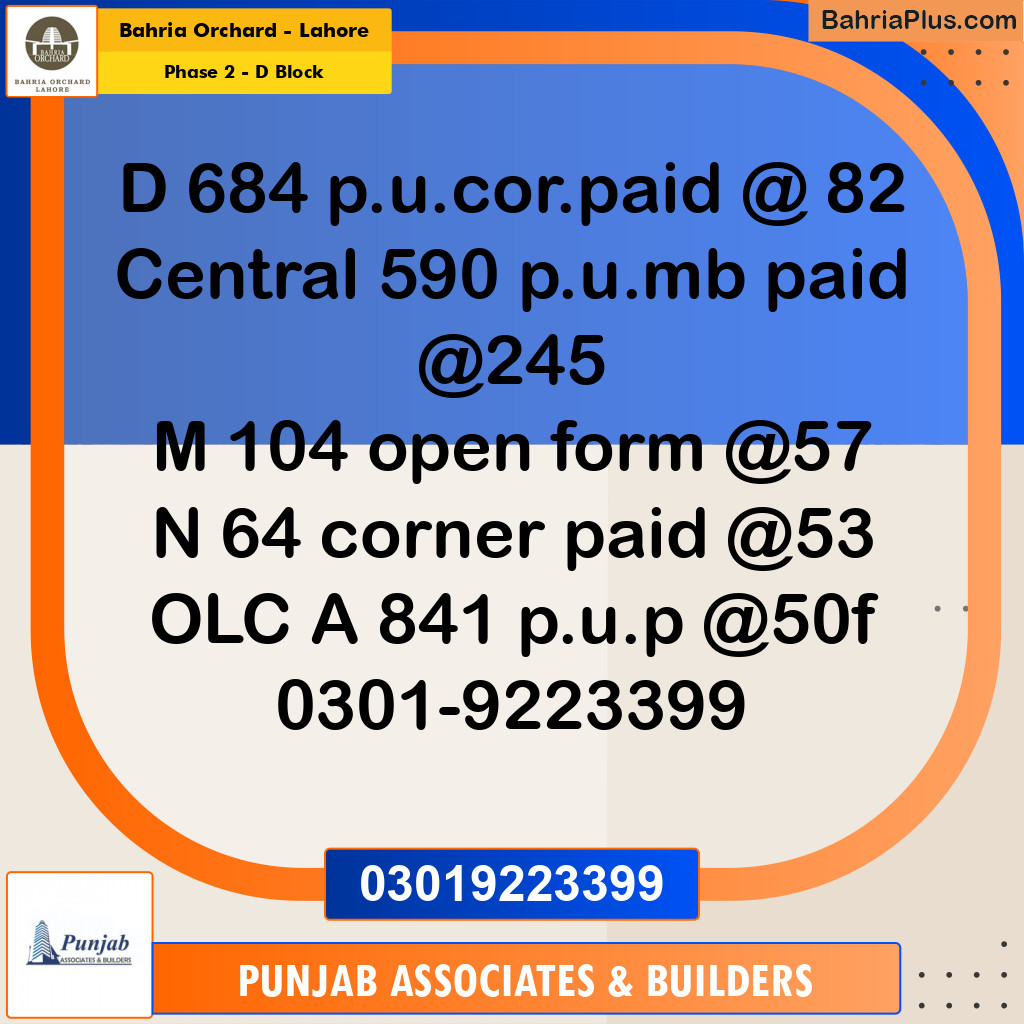 Residential Plot for Sale in Phase 2 - D Block -  Bahria Orchard, Lahore - (BP-187252)