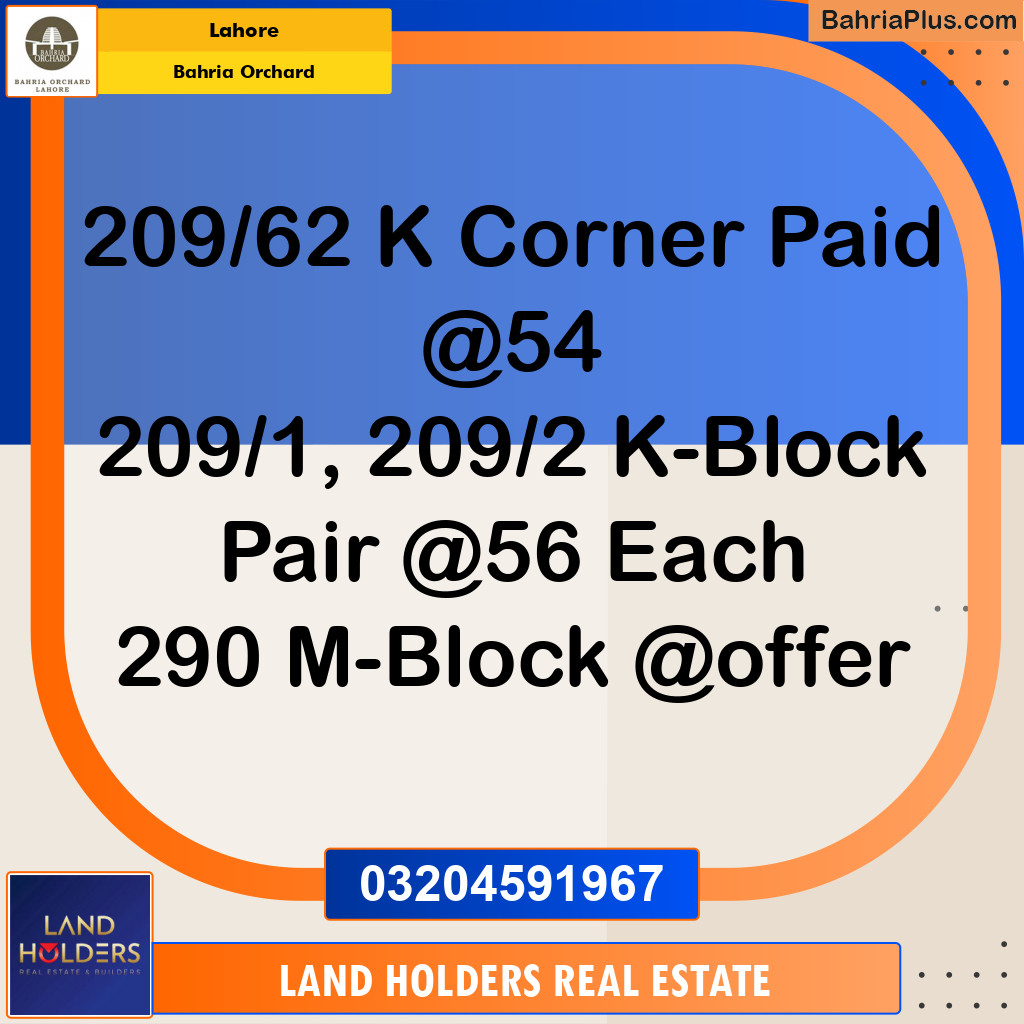 Residential Plot for Sale in Bahria Orchard, Lahore - (BP-187258)