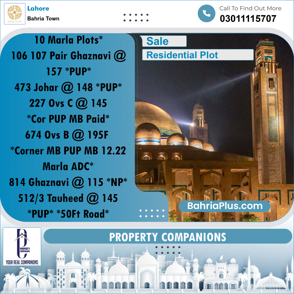 Residential Plot for Sale in Bahria Town, Lahore - (BP-187267)