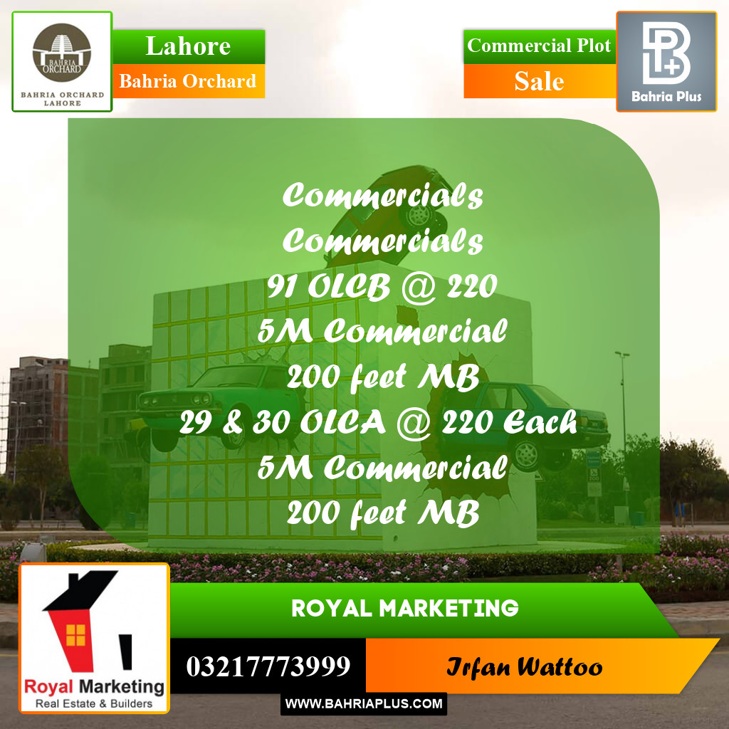 Commercial Plot for Sale in Bahria Orchard, Lahore - (BP-187278)