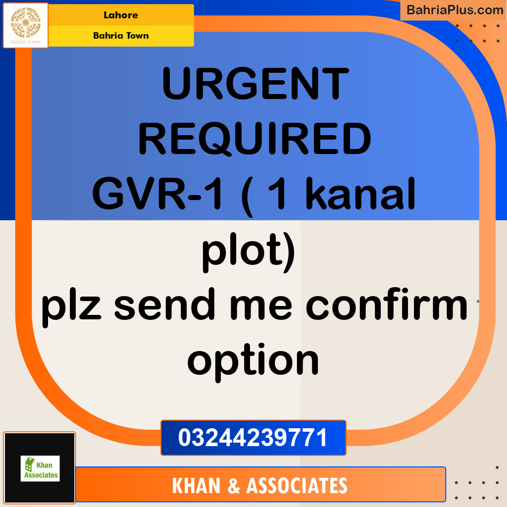 Residential Plot for Sale in Bahria Town, Lahore - (BP-187316)