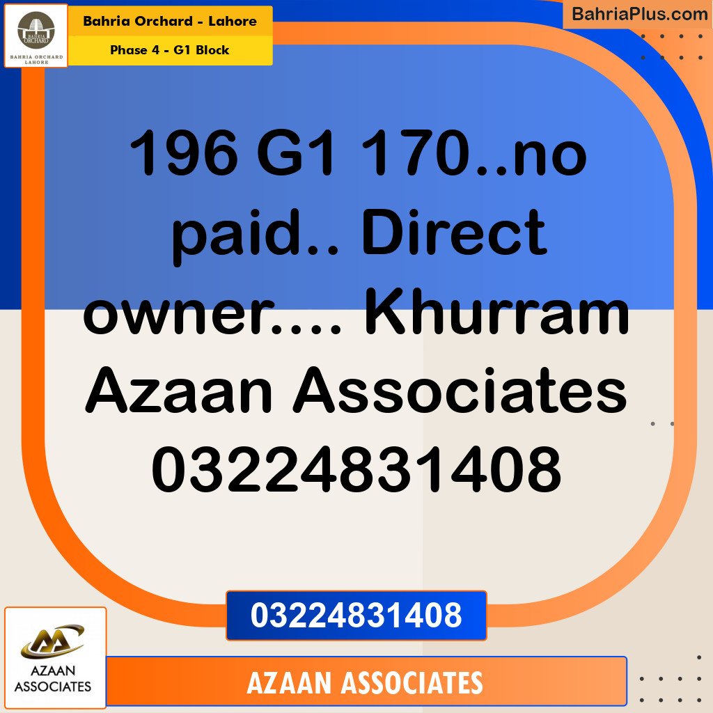 1 Kanal Residential Plot for Sale in Phase 4 - G1 Block -  Bahria Orchard, Lahore - (BP-187342)