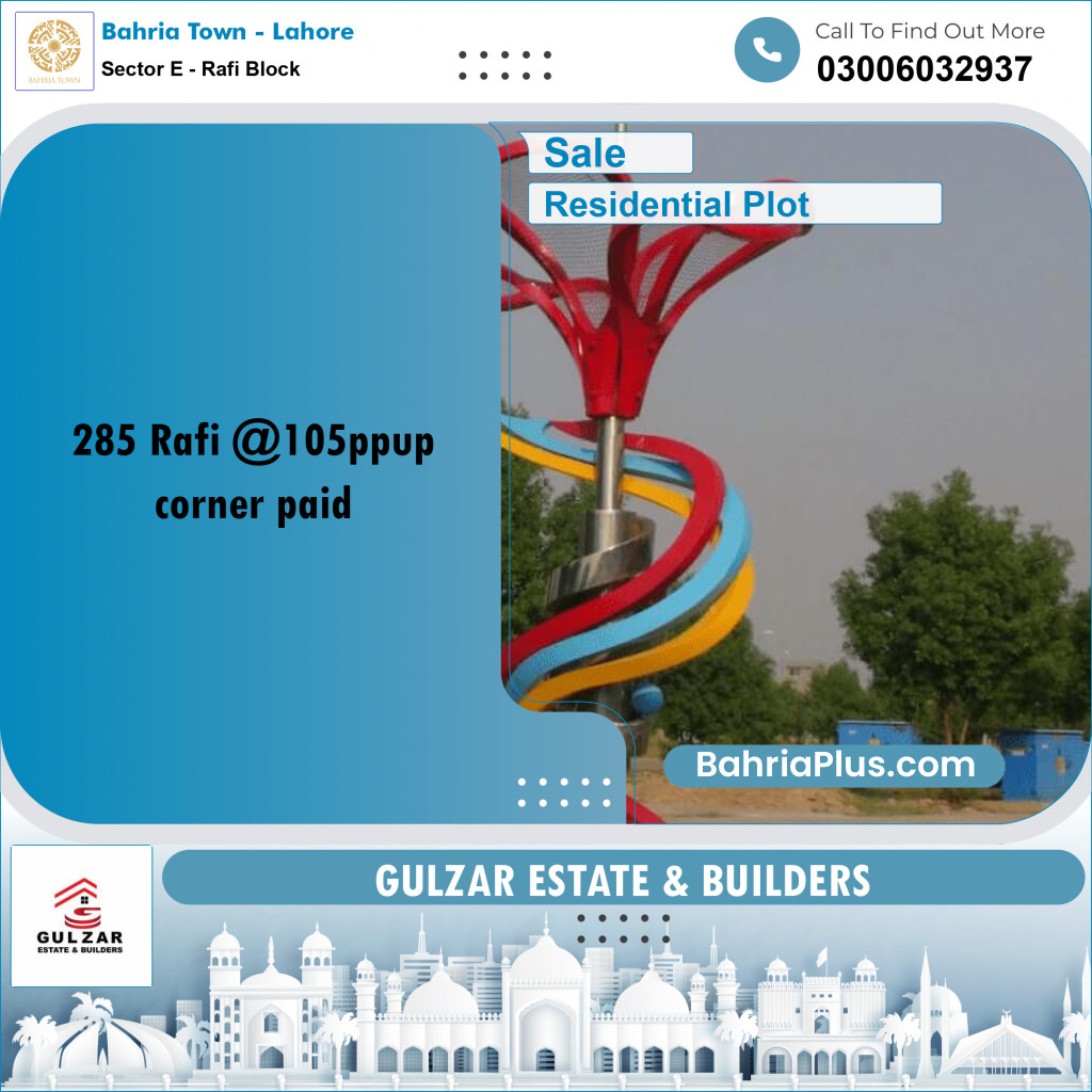 Residential Plot for Sale in Sector E - Rafi Block -  Bahria Town, Lahore - (BP-187373)