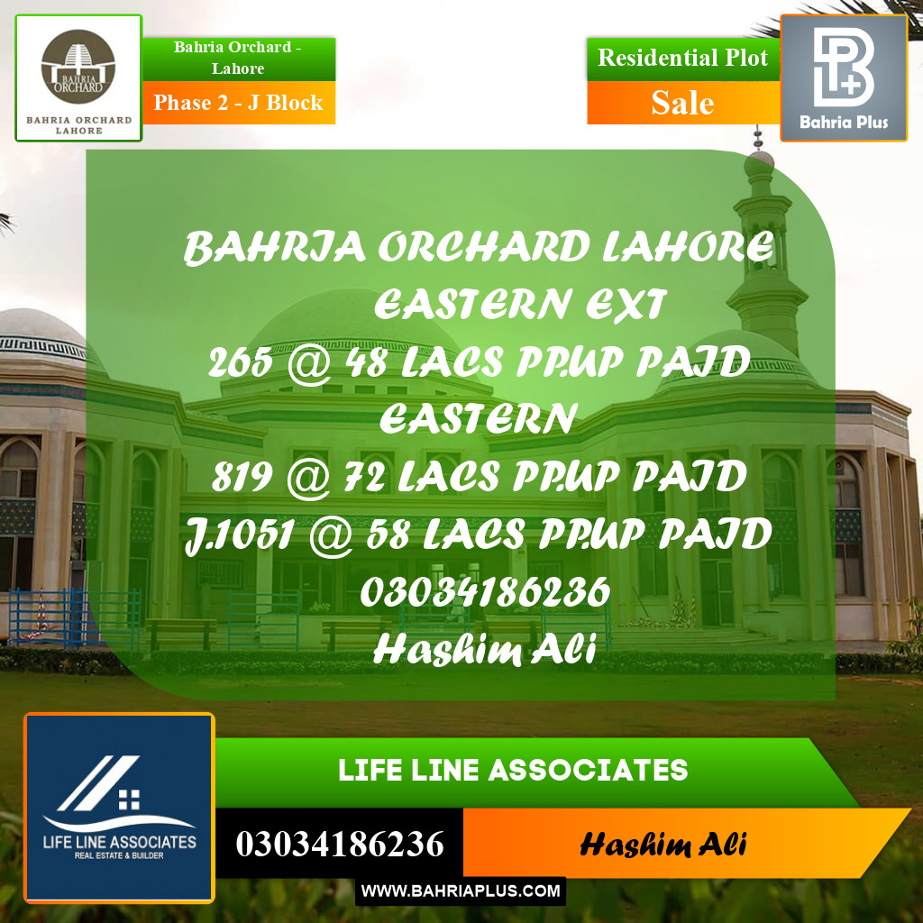 Residential Plot for Sale in Phase 2 - J Block -  Bahria Orchard, Lahore - (BP-187461)