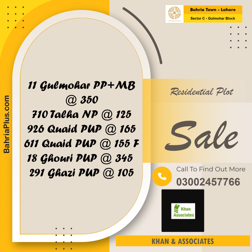Residential Plot for Sale in Sector C - Gulmohar Block -  Bahria Town, Lahore - (BP-187472)