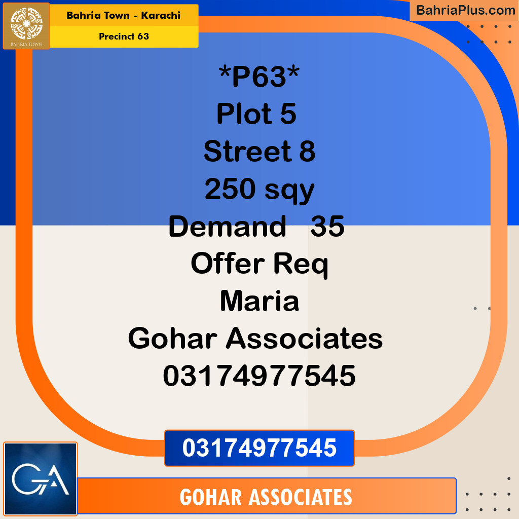 Residential Plot for Sale in Precinct 63 -  Bahria Town, Karachi - (BP-187504)