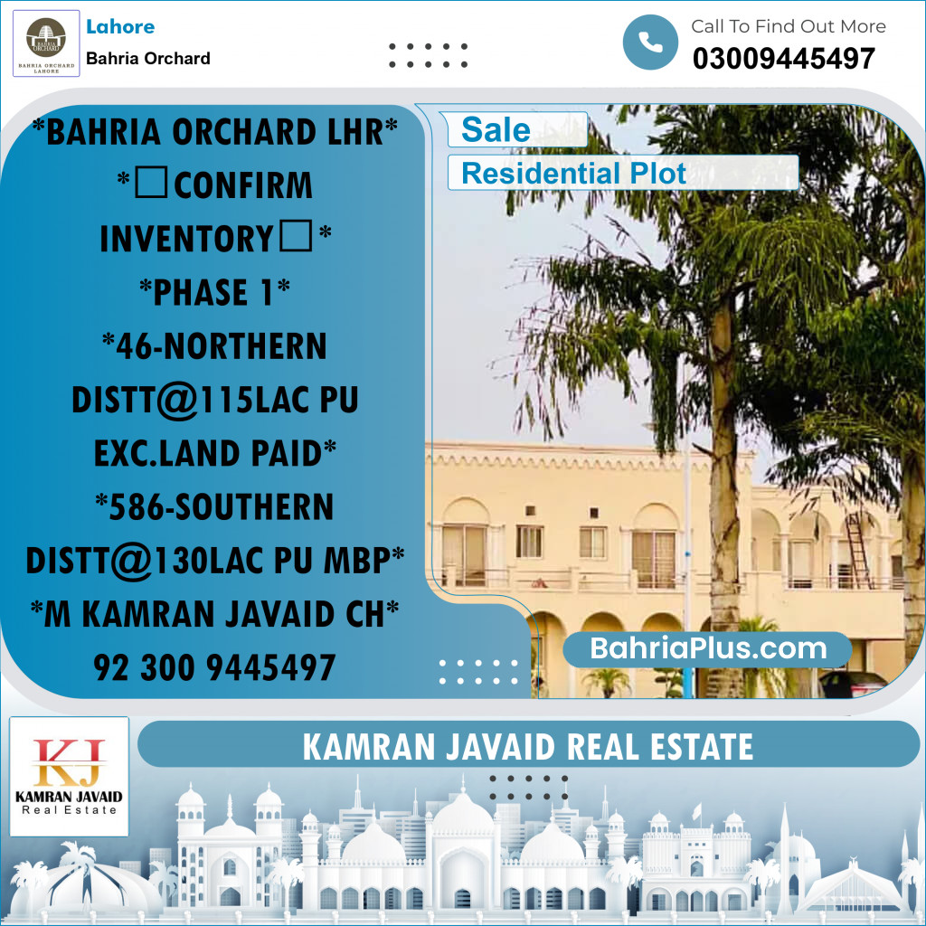 Residential Plot for Sale in Bahria Orchard, Lahore - (BP-187522)