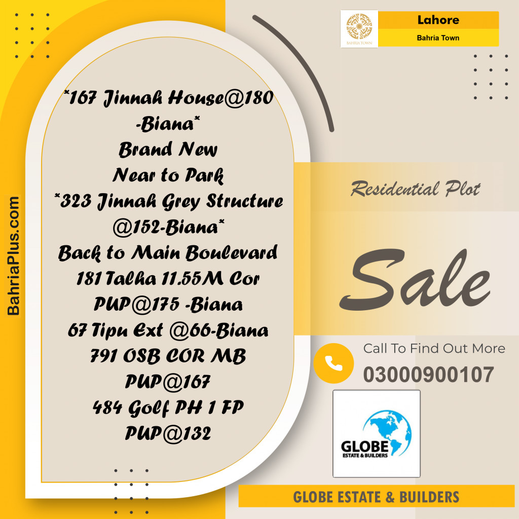 Residential Plot for Sale in Bahria Town, Lahore - (BP-187524)