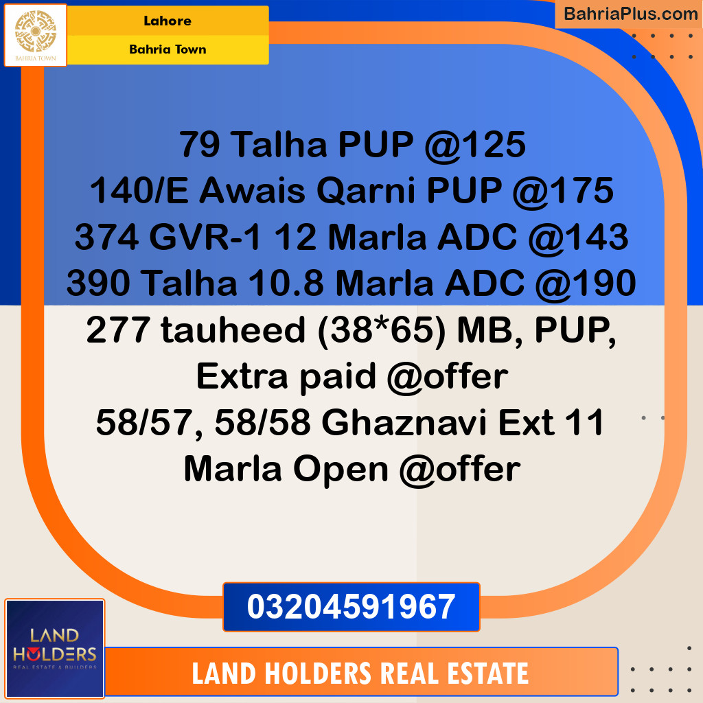 Residential Plot for Sale in Bahria Town, Lahore - (BP-187569)