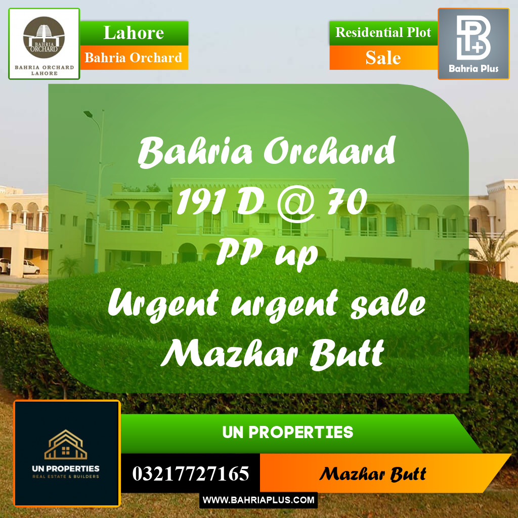 Residential Plot for Sale in Bahria Orchard, Lahore - (BP-187570)