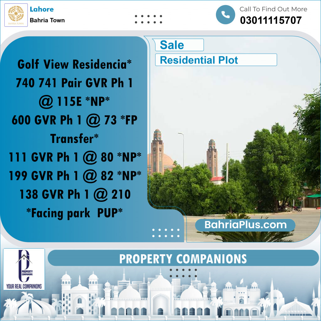 Residential Plot for Sale in Bahria Town, Lahore - (BP-187579)