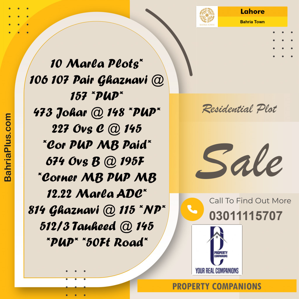 Residential Plot for Sale in Bahria Town, Lahore - (BP-187580)