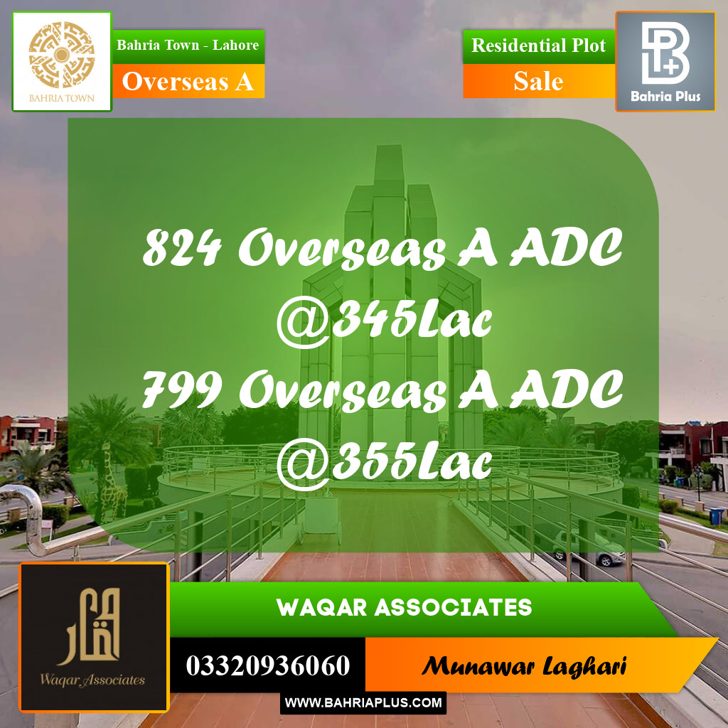 Residential Plot for Sale in Overseas A -  Bahria Town, Lahore - (BP-187583)