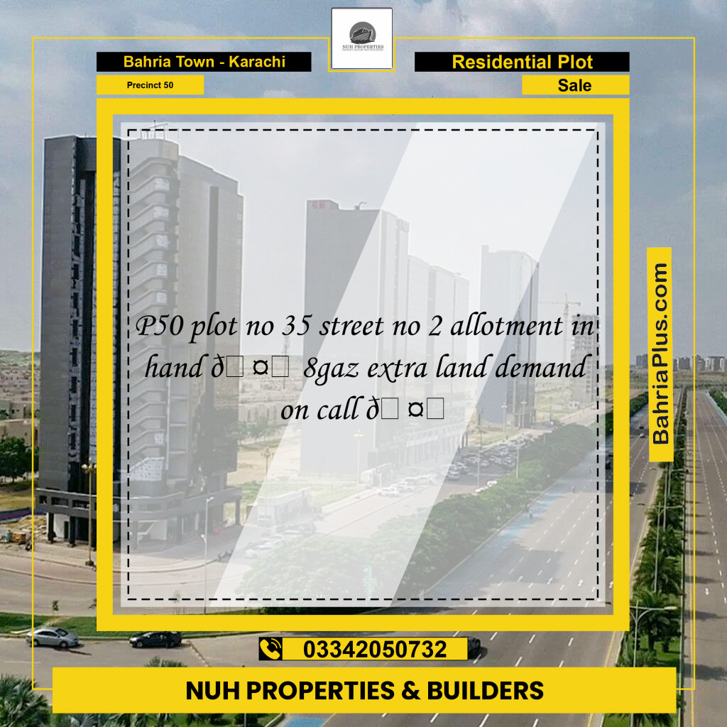 Residential Plot for Sale in Precinct 50 -  Bahria Town, Karachi - (BP-187594)