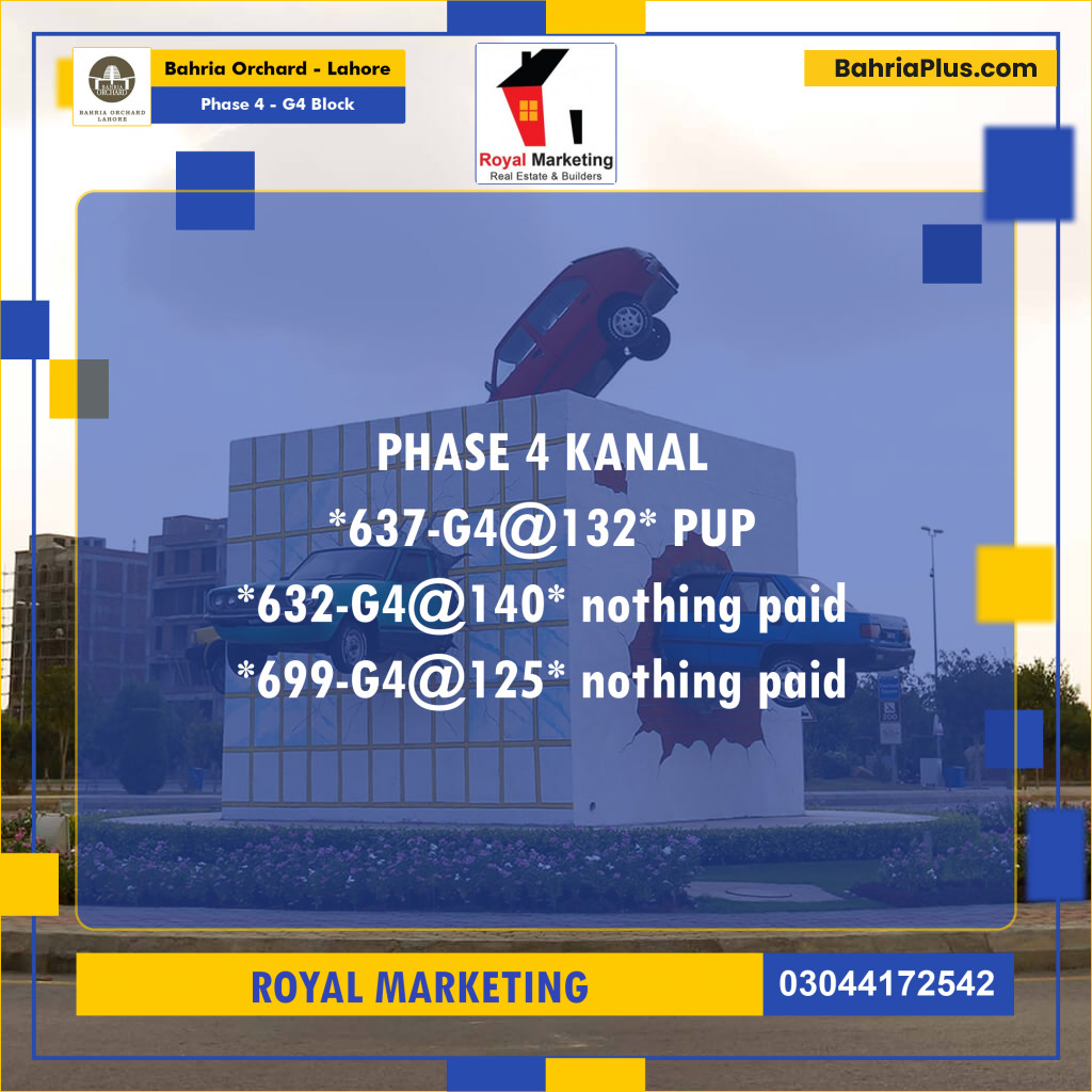Residential Plot for Sale in Phase 4 - G4 Block -  Bahria Orchard, Lahore - (BP-187595)