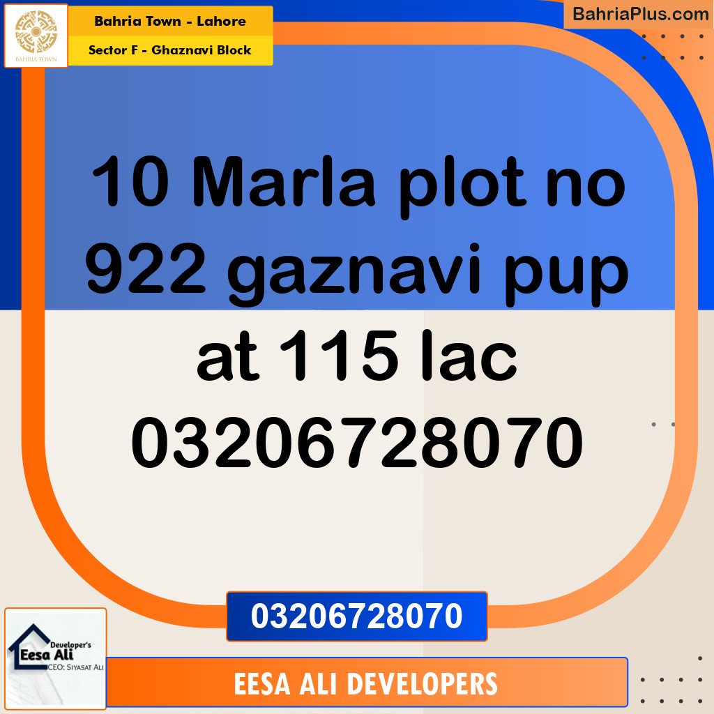Residential Plot for Sale in Sector F - Ghaznavi Block -  Bahria Town, Lahore - (BP-187616)