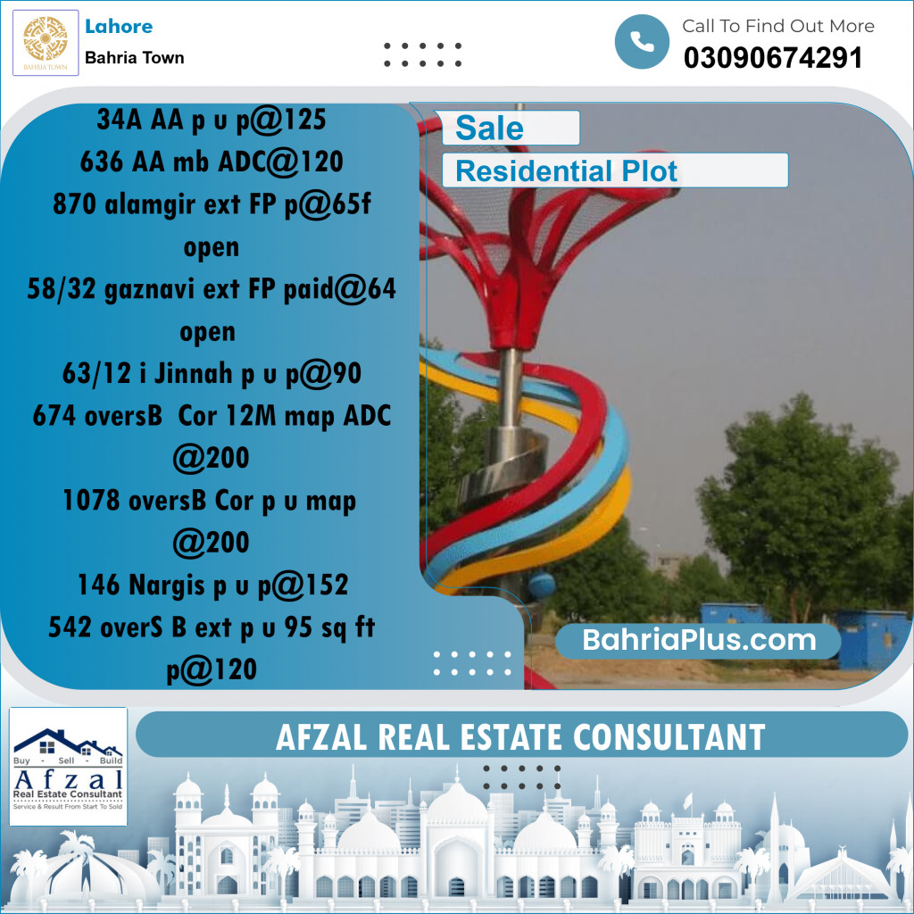 Residential Plot for Sale in Bahria Town, Lahore - (BP-187654)