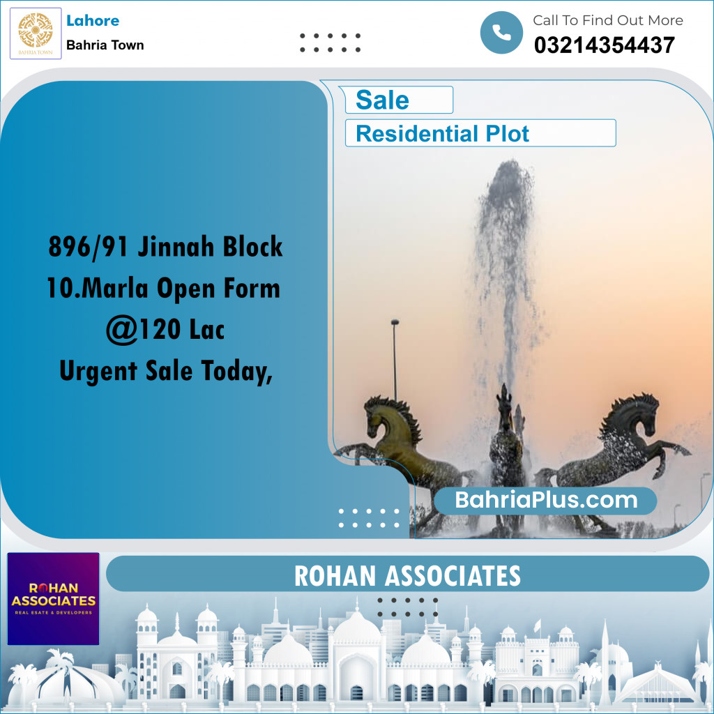 Residential Plot for Sale in Bahria Town, Lahore - (BP-187726)
