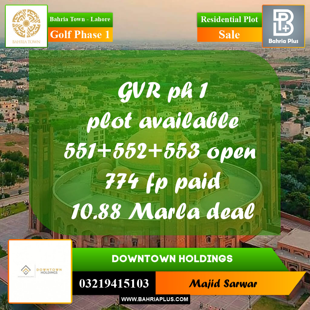 Residential Plot for Sale in Golf Phase 1 - Bahria Town, Lahore - (BP-187736)