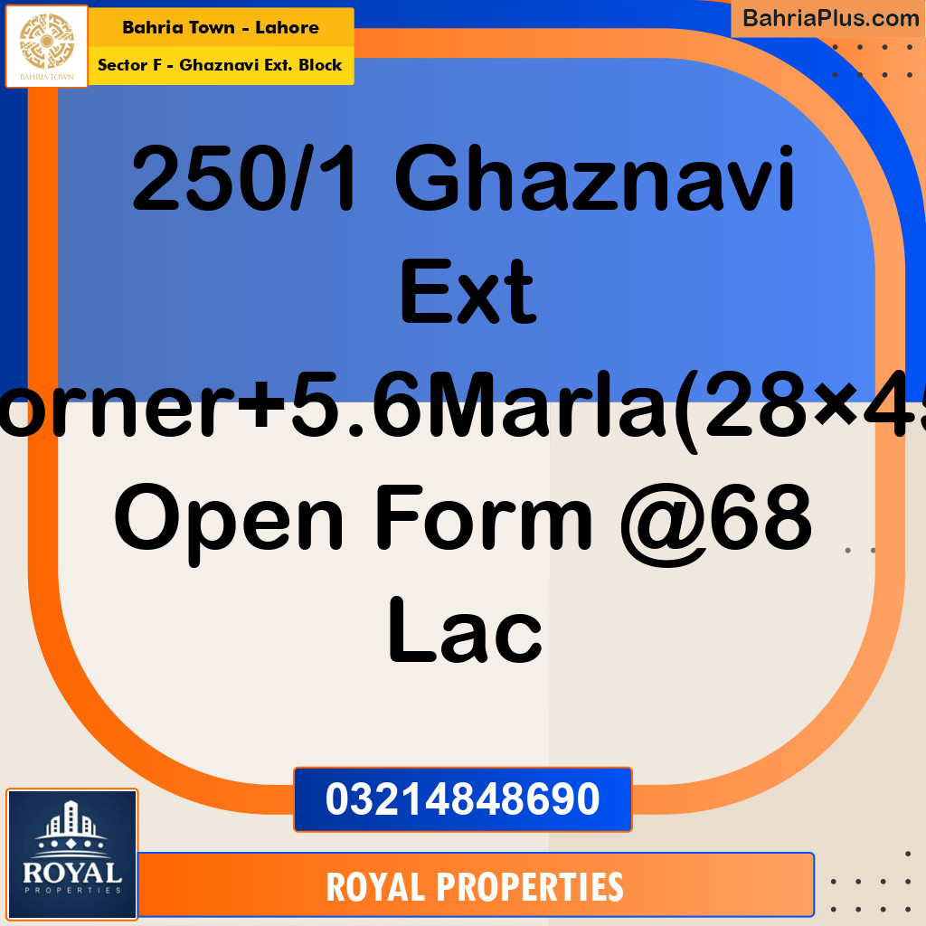 Residential Plot for Sale in Sector F - Ghaznavi Ext. Block -  Bahria Town, Lahore - (BP-187753)