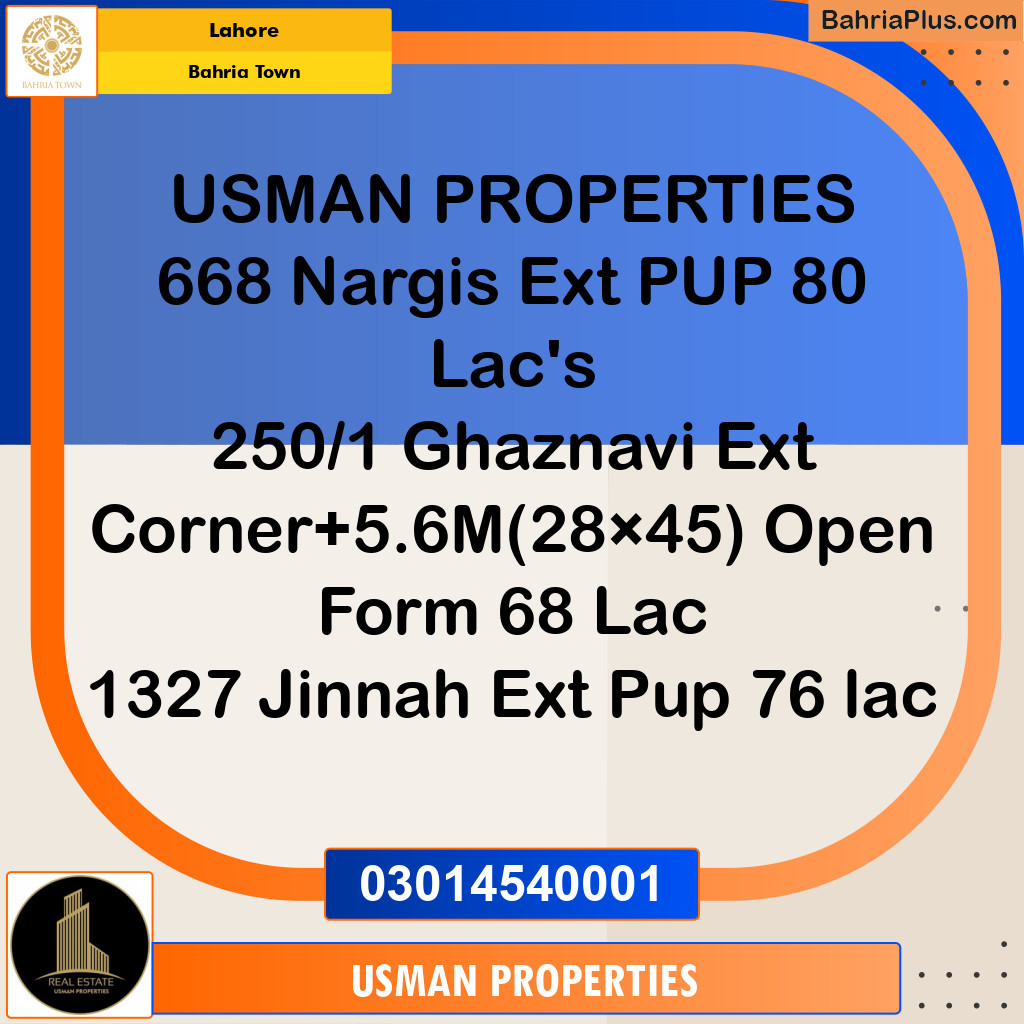 Residential Plot for Sale in Bahria Town, Lahore - (BP-187763)
