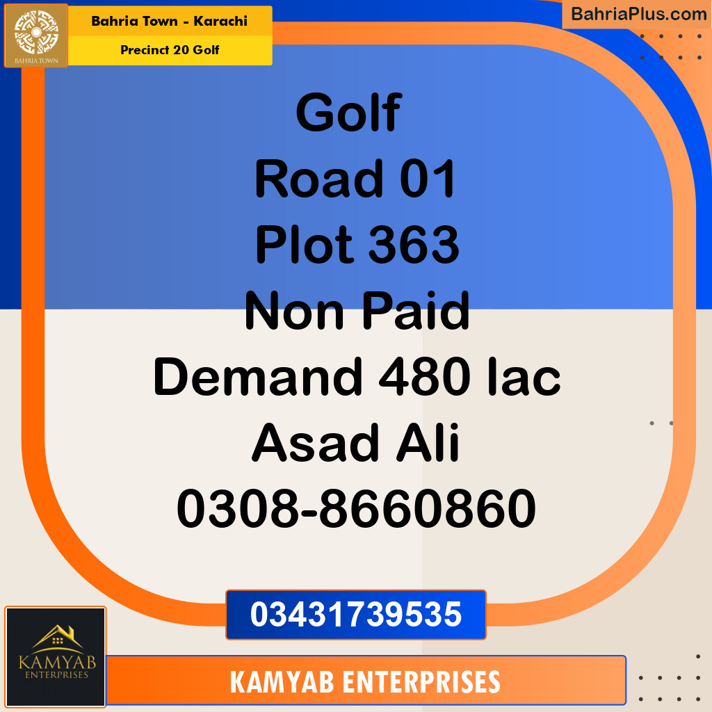 Residential Plot for Sale in Precinct 20 Golf -  Bahria Town, Karachi - (BP-187768)