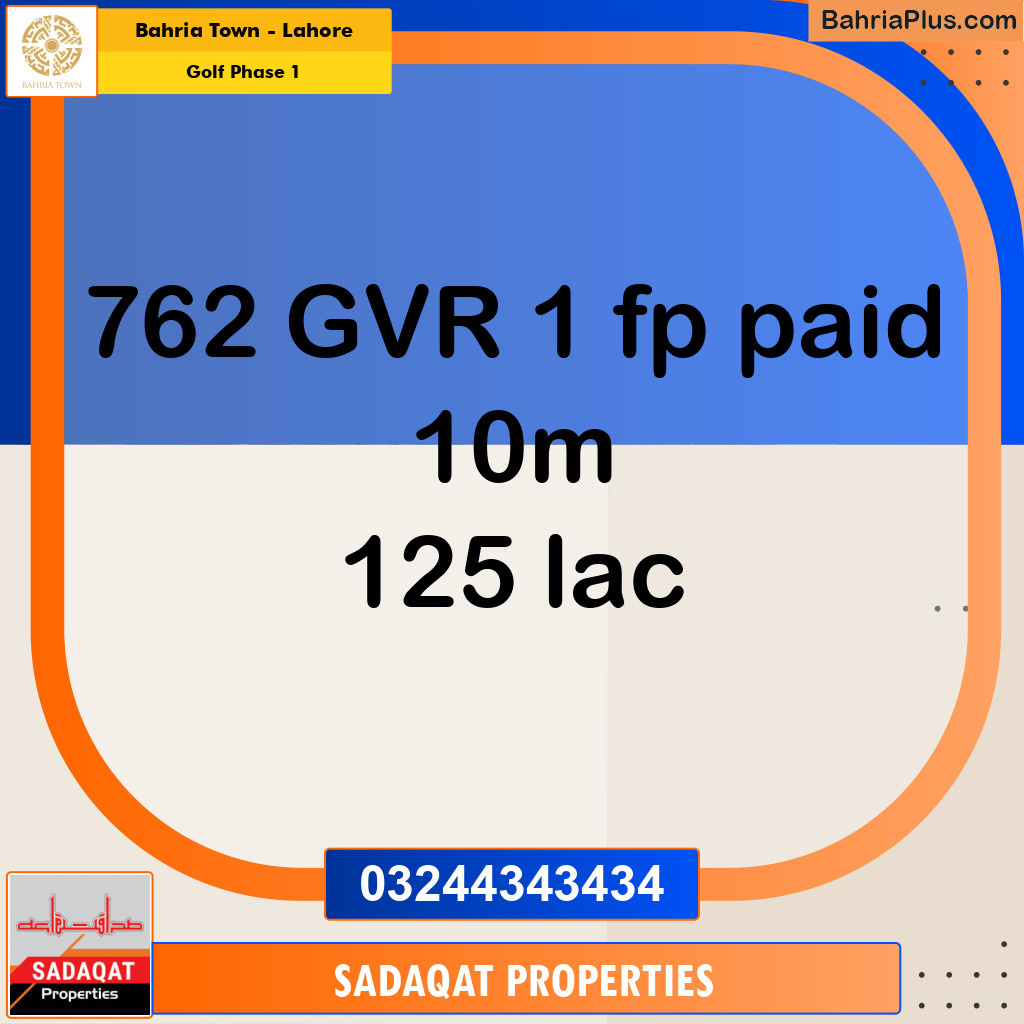 Residential Plot for Sale in Golf Phase 1 -  Bahria Town, Lahore - (BP-187779)