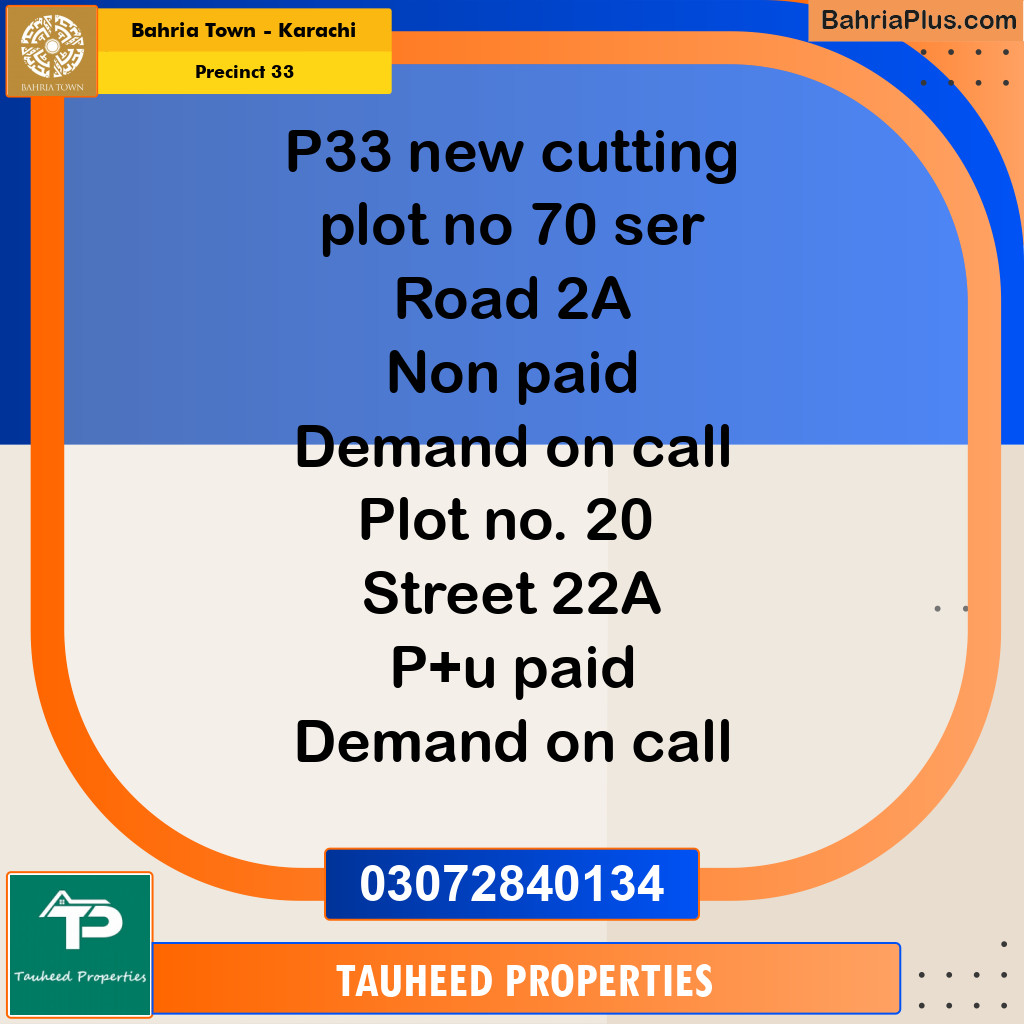 Residential Plot for Sale in Precinct 33 -  Bahria Town, Karachi - (BP-187805)