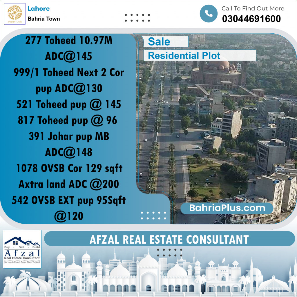 Residential Plot for Sale in Bahria Town, Lahore - (BP-187810)