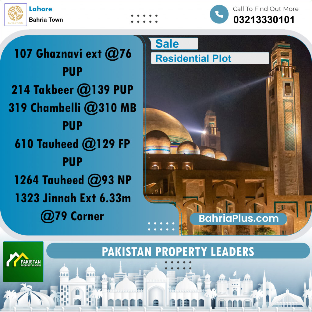 Residential Plot for Sale in Bahria Town, Lahore - (BP-187813)