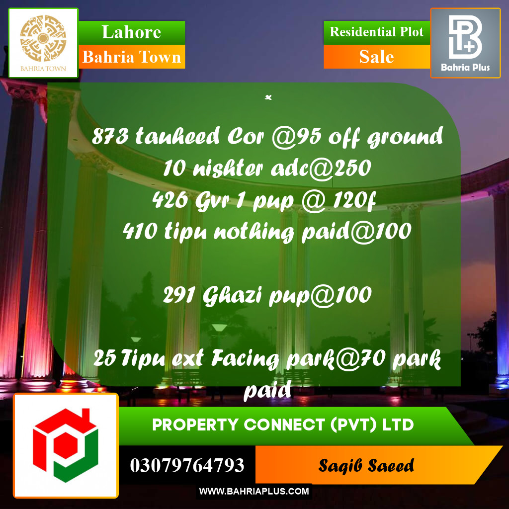 Residential Plot for Sale in Bahria Town, Lahore - (BP-187815)