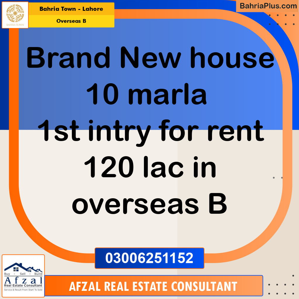 Residential House for Rent in Overseas B -  Bahria Town, Lahore - (BP-187838)